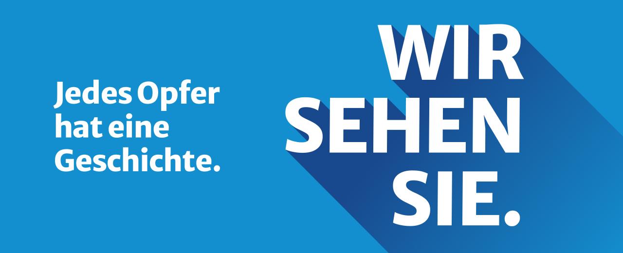 Banner mit Schriftzug "Wir sehen Sie"